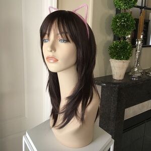 Cat Ears Hair Headband Pink Fuzzy Kitten Halloween Party Costume Crafts Girl NEW